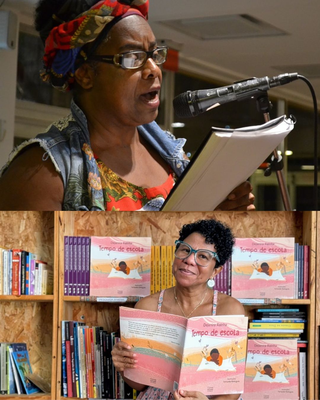 Jovina Souza - professora e escritora. A segunda com livros rosas é Dejanira Rainha - professora e escritora.